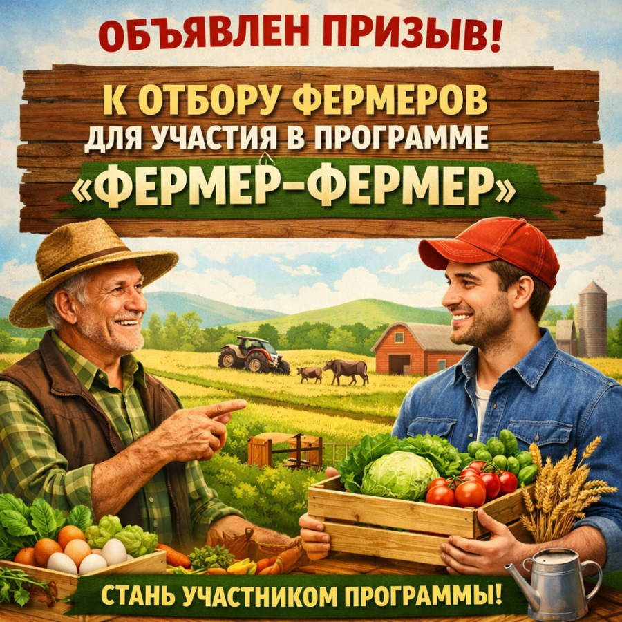 ОБЪЯВЛЕН ПРИЗЫВ К ОТБОРУ ФЕРМЕРОВ ДЛЯ УЧАСТИЯ В ПРОГРАММЕ НАСТАВНИЧЕСТВА «ФЕРМЕР–ФЕРМЕР»